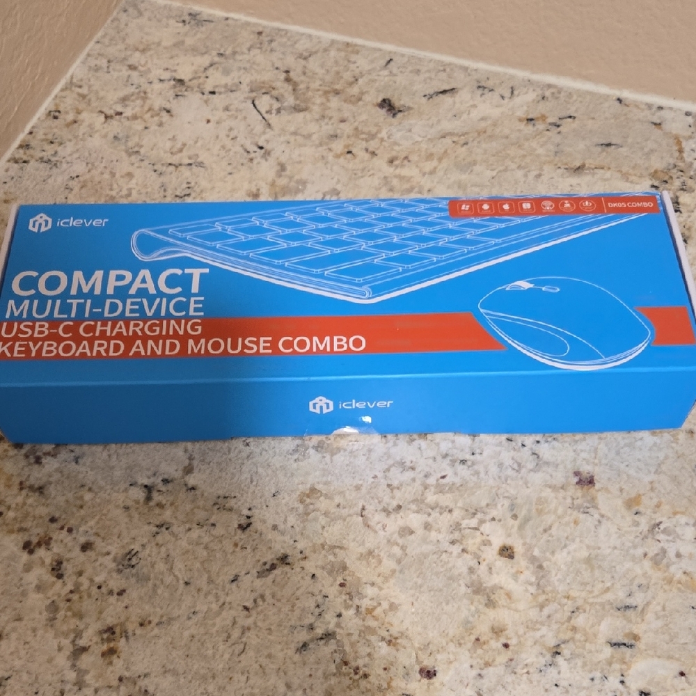 Blue Compact Multi-Device Keyboard and Mouse Combo